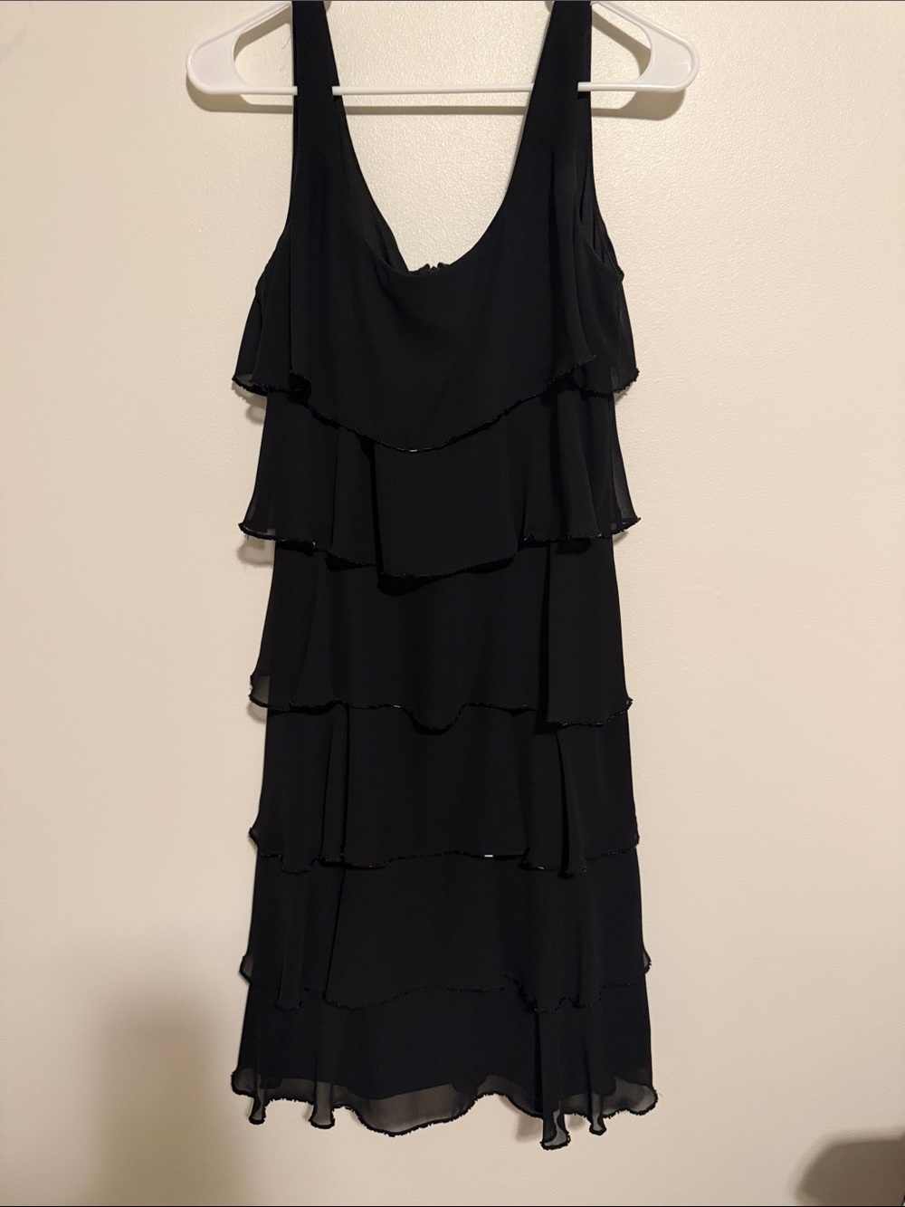Patra Vintage Black Tiered Chiffon Cocktail Dress